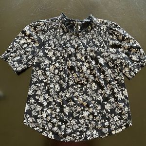 Lucky Brand black and white floral blouse, size XS